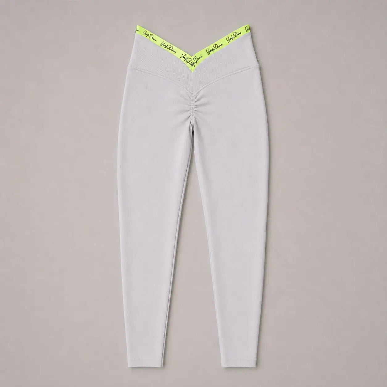 Leggings — Produktansicht mit V-Bund und Scrunch